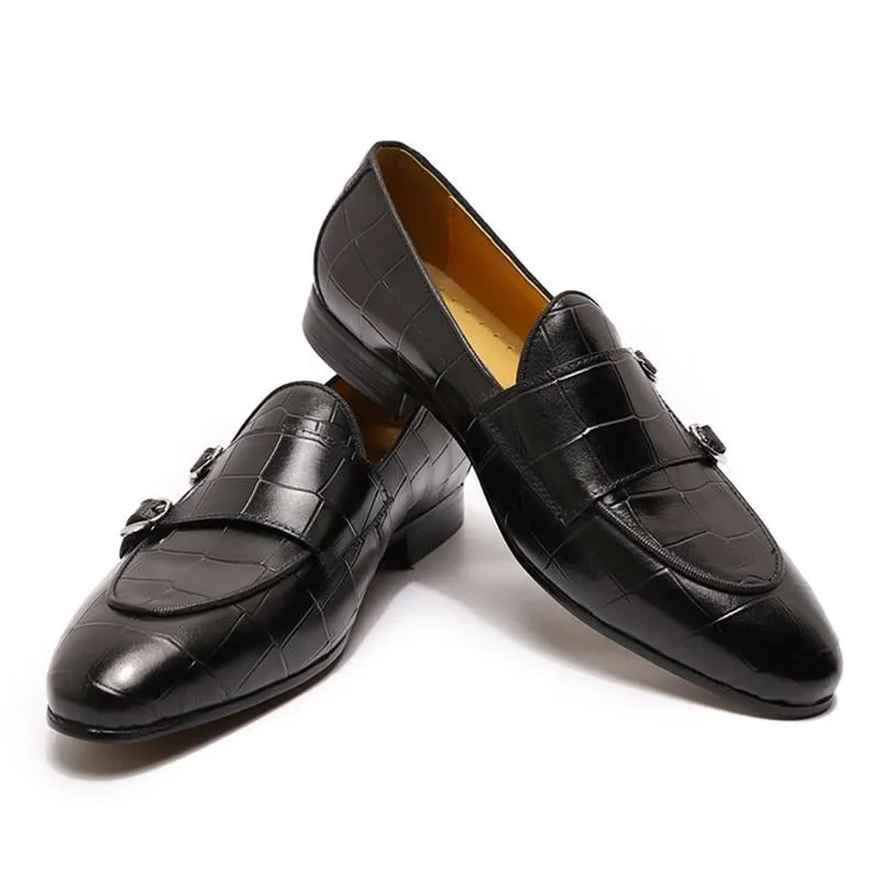 LuxeLeather Monk Strap Slip On Loafers