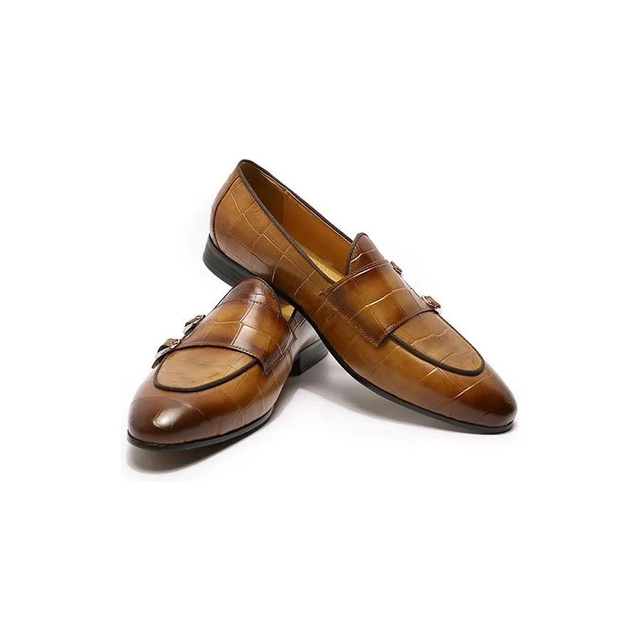 LuxeLeather Monk Strap Slip On Loafers