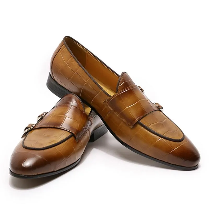 LuxeLeather Monk Strap Slip On Loafers