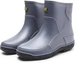 Men's rain boots, waterproof rain boots, mid-calf, fashionable outer water shoes, velvet for warmth, rubber shoes