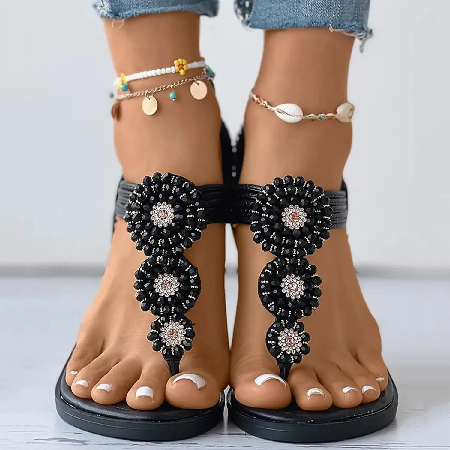 Non Slip Flat Bottom Sandals for Women Casual Summer Comfortable Walking Shoes Comfortable Walking Flat Sandals