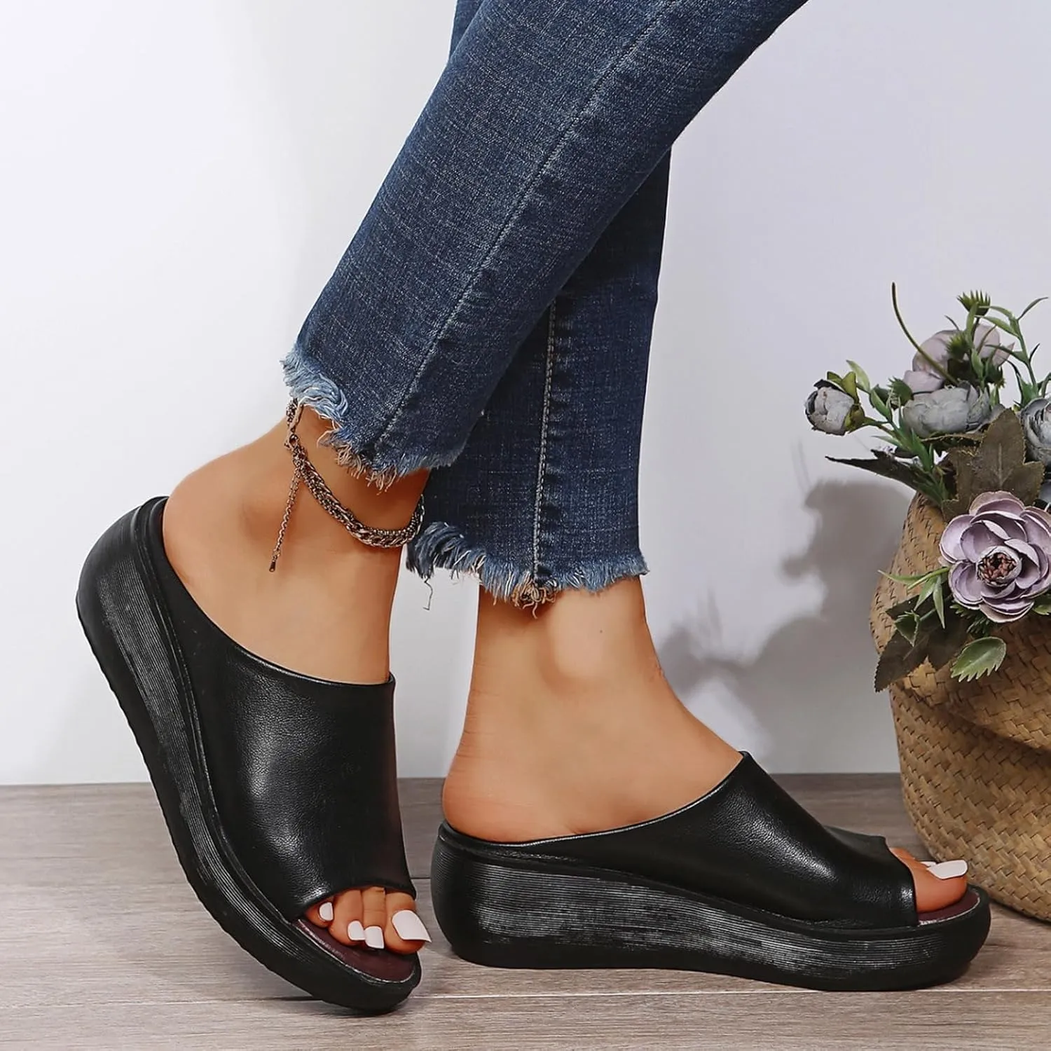 Orthopedic Sandals for Women 2025 Summer Comfortable Orthotic Platform Wedges Sandals Arch Support Slip Sandal Soft Breathable Open Toe Slippers Casual Outdoor Shoes