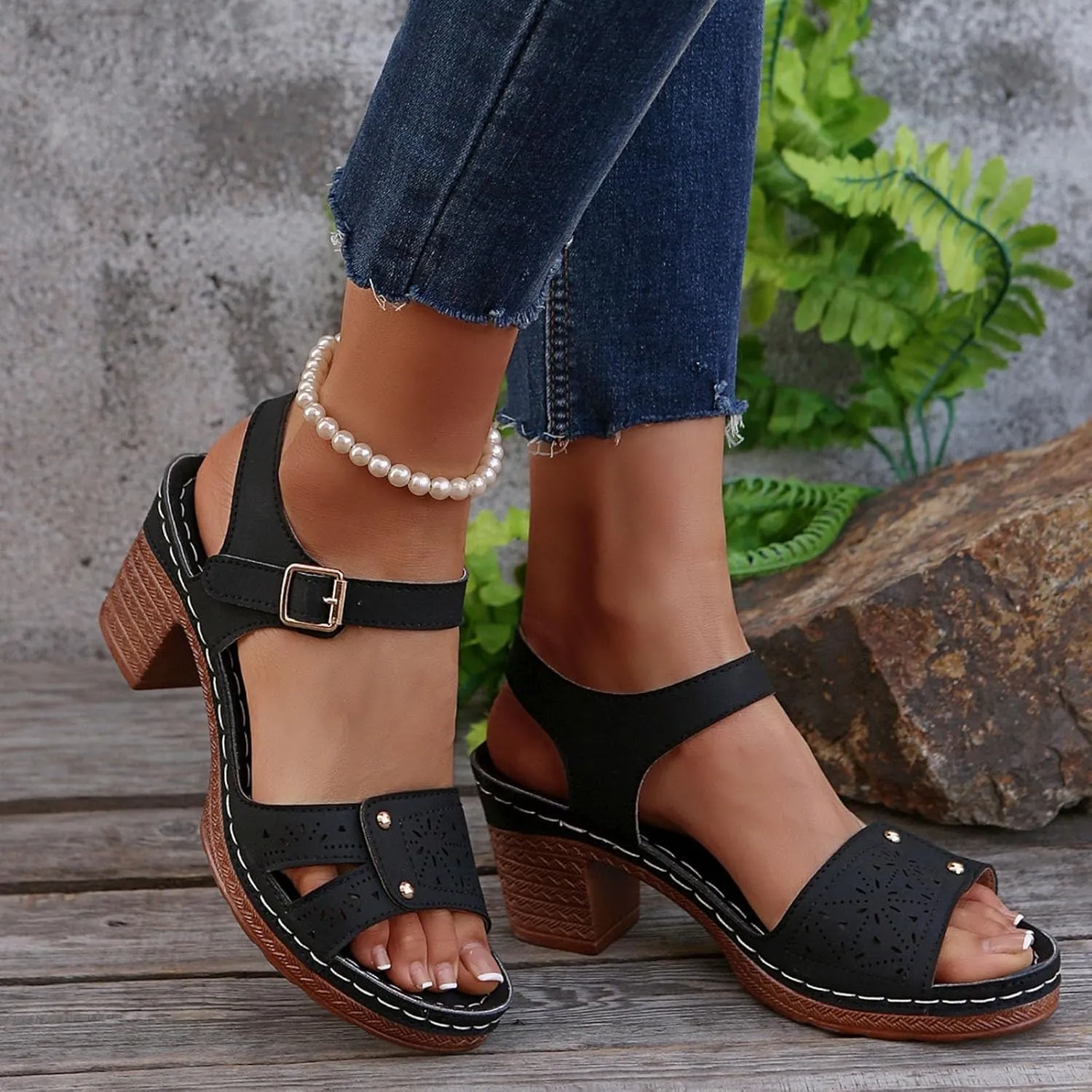 Orthopedic Sandals for Women Comfortable Dressy Arch Support Ankle Strap Beach Wedge Sandals Platform Summer Casual Hollow Out Open Toe Low Heel Breathable Shoes