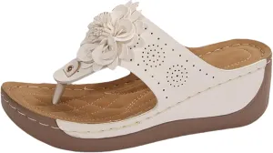 Orthopedic Sandals for Women Wide Width Slip On Open Toe Flip Flops Cushion Footbed Platform Sandals Walking Thong Shoes Cushion Footbed Platform Sandal