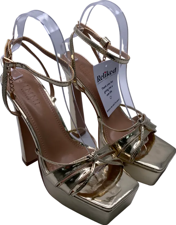 SIMMI Metallic Dionne Crowe Cupcake Gold Platform Block Heels UK 5 EU 38 👠