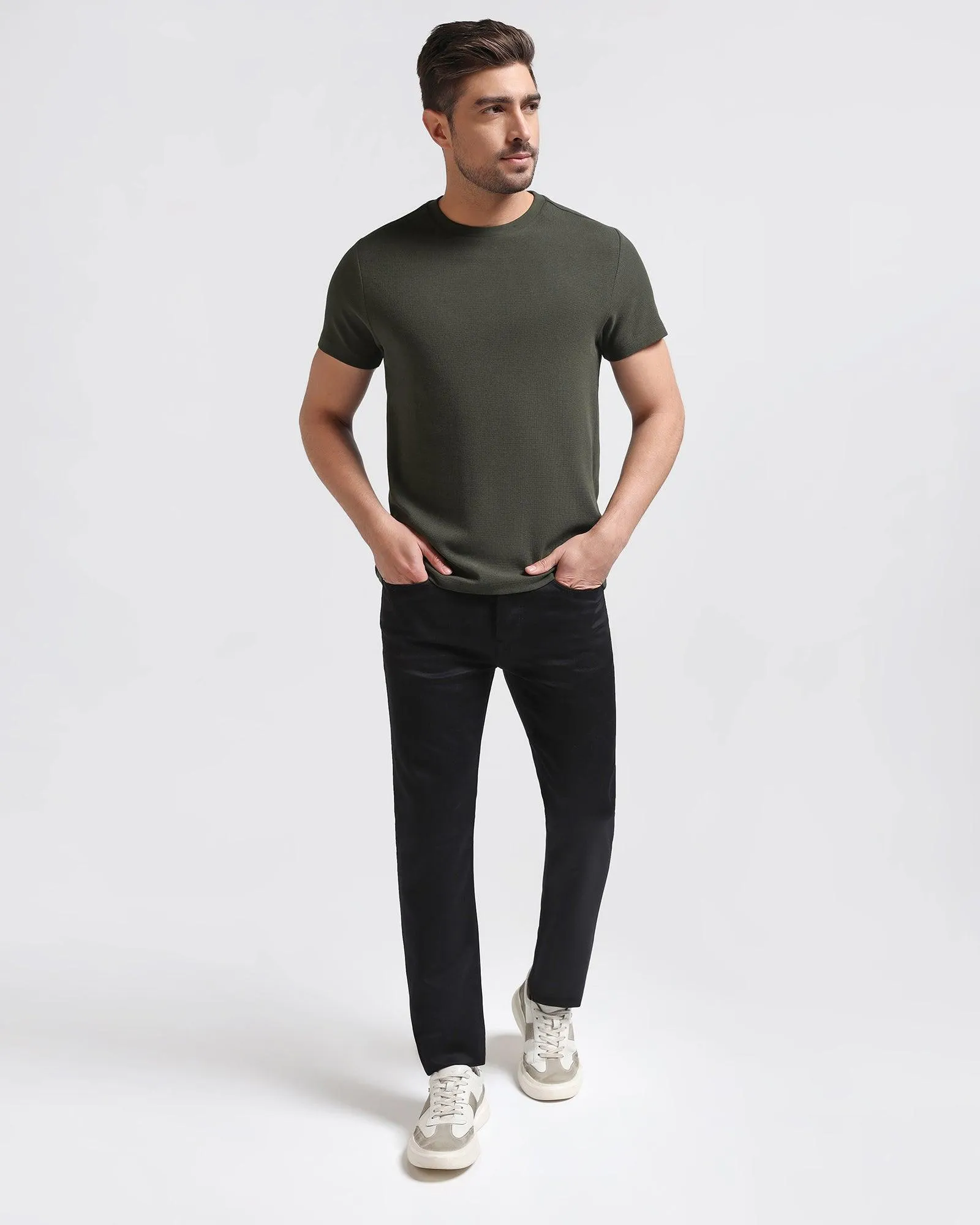 Skinny Cropped Fiji Fit Black Textured Jeans - Abto