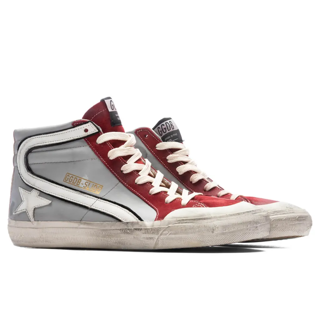 Slide Leather Sneakers - Grey/Dark Red/White/Silver