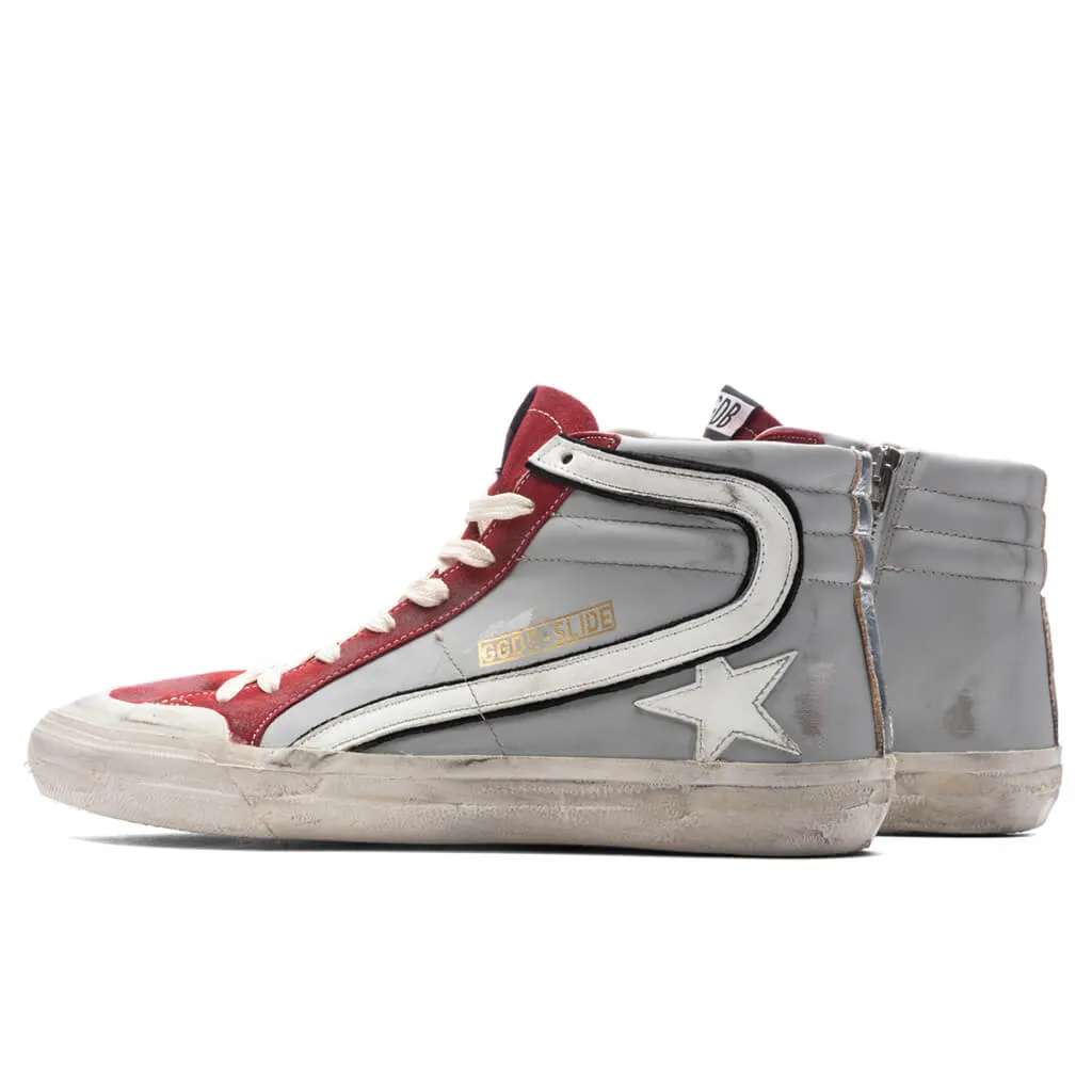 Slide Leather Sneakers - Grey/Dark Red/White/Silver
