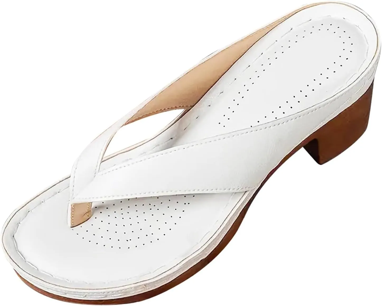 Slingback Heels for Women Open Toe Chunky Heel Sandal Orthotic Flip Flops Slingback Slip On Arch Support Sandals Summer Comfortable Wedge Thong Sandals 2025