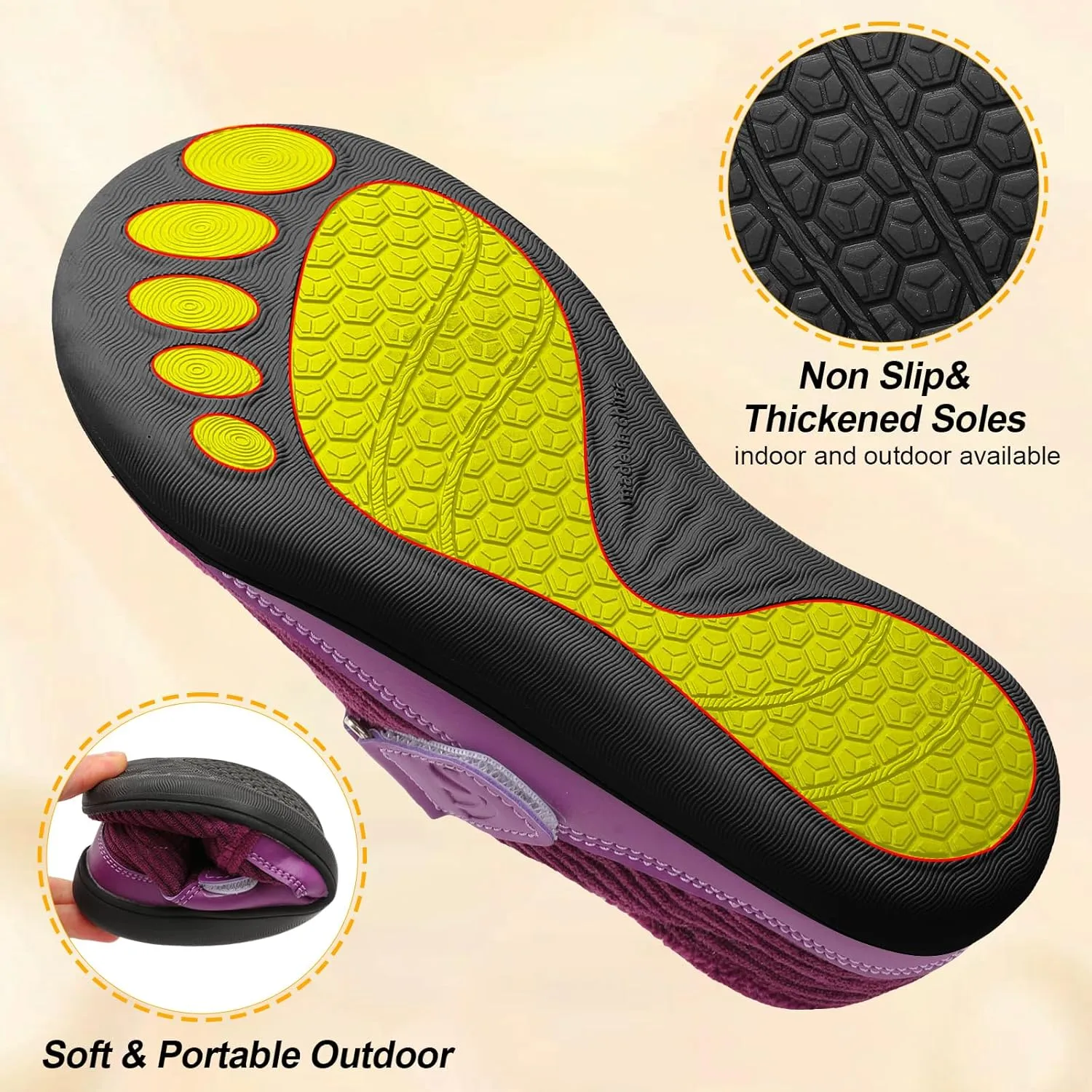 Spesoul Wide Womens Slippers Adjustable House Shoes Indoor Outdoor Barefoot Slippers Cozy Walking Shoe Swollen Edema Diabetic Shoes