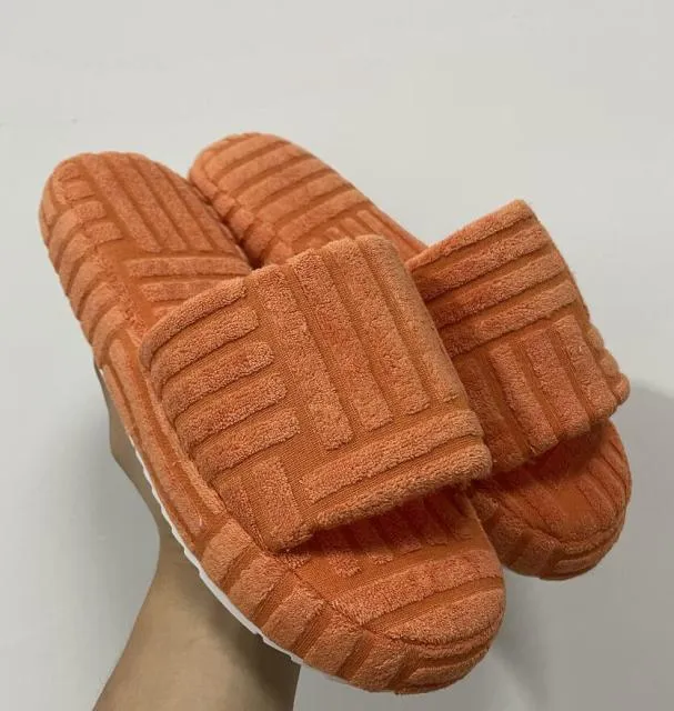 Thick Sole Women Slippers Green Corduroy Flat Outwear Ladies Slides Summer Autumn Runway Flip Flops Women