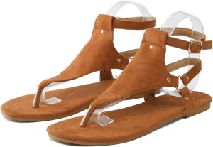 Thong Sandals for Women Summer Boho Beach Sandal Dressy Open Toe Sandals Buckle Ankle Strap Retro Non Slip Flip-Flops Comfortable Casual Walking Shoes