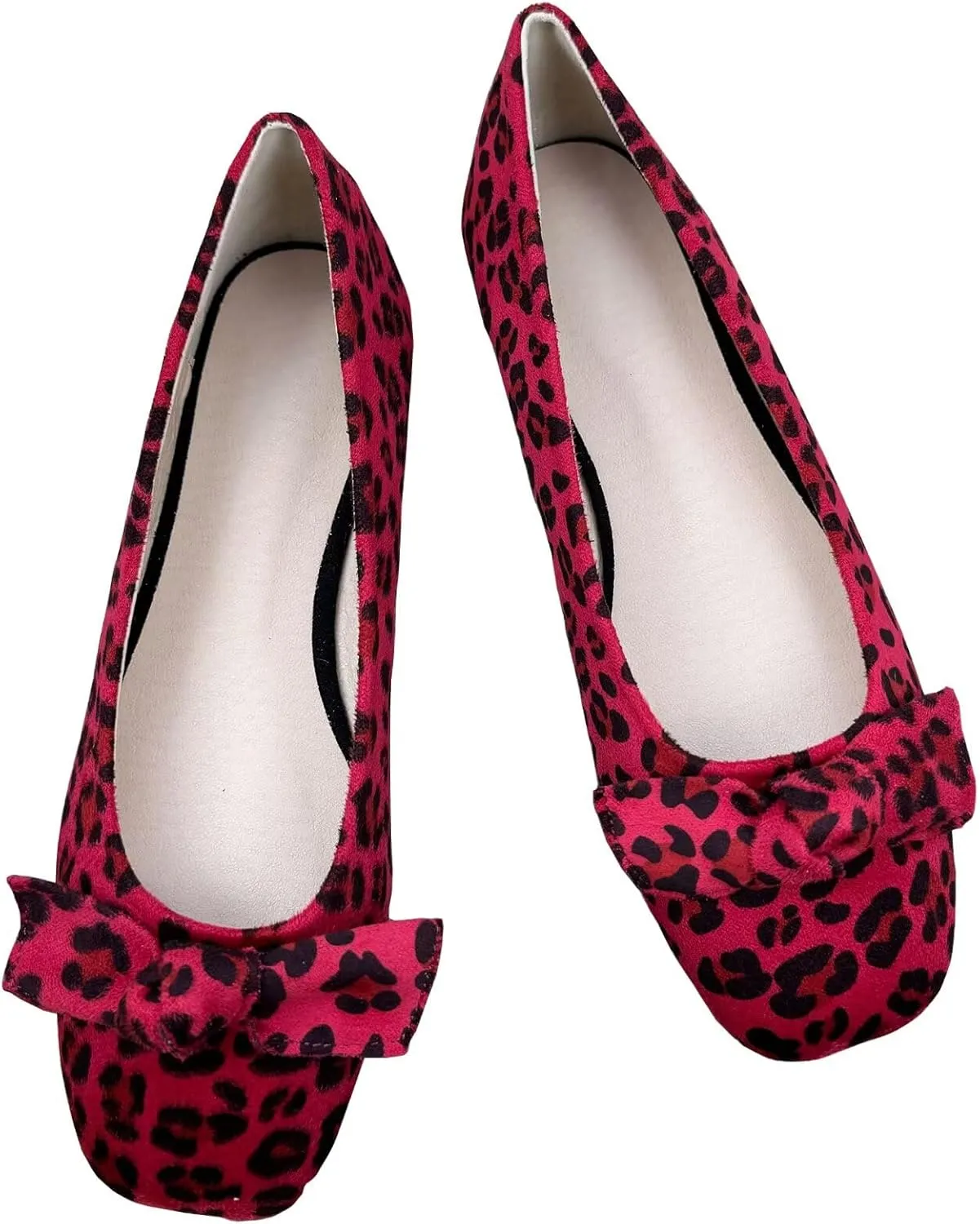 TN TANGNEST Cute Bowtie Ballets Flats for Women Slip on Square Toe Anti-Slip Dressy Bowknot Flat Shoes
