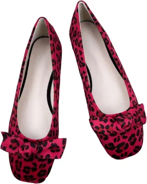 TN TANGNEST Cute Bowtie Ballets Flats for Women Slip on Square Toe Anti-Slip Dressy Bowknot Flat Shoes