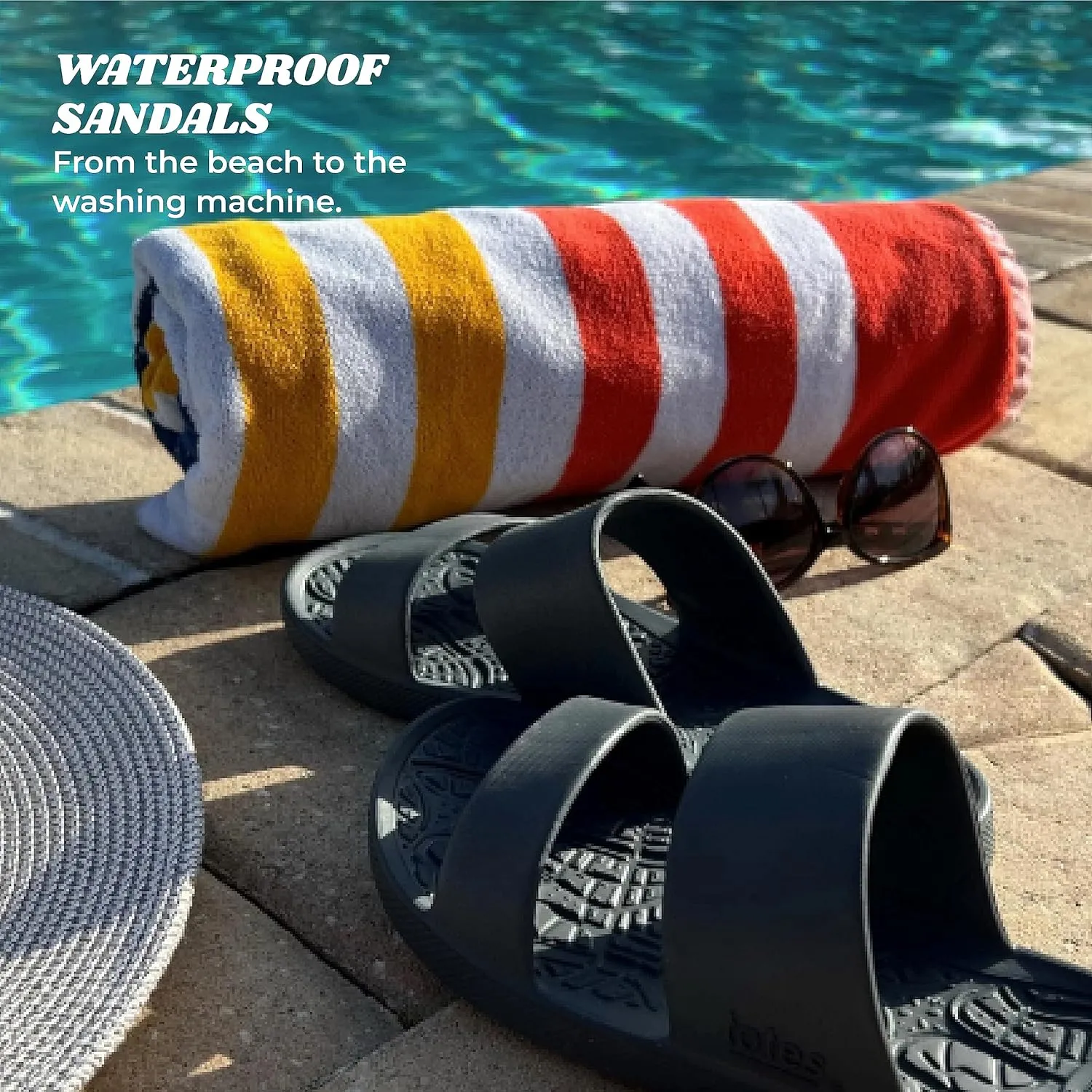 totes Womens Slides - Everywear Hudson Soft, Waterproof Pool & Beach Sandals