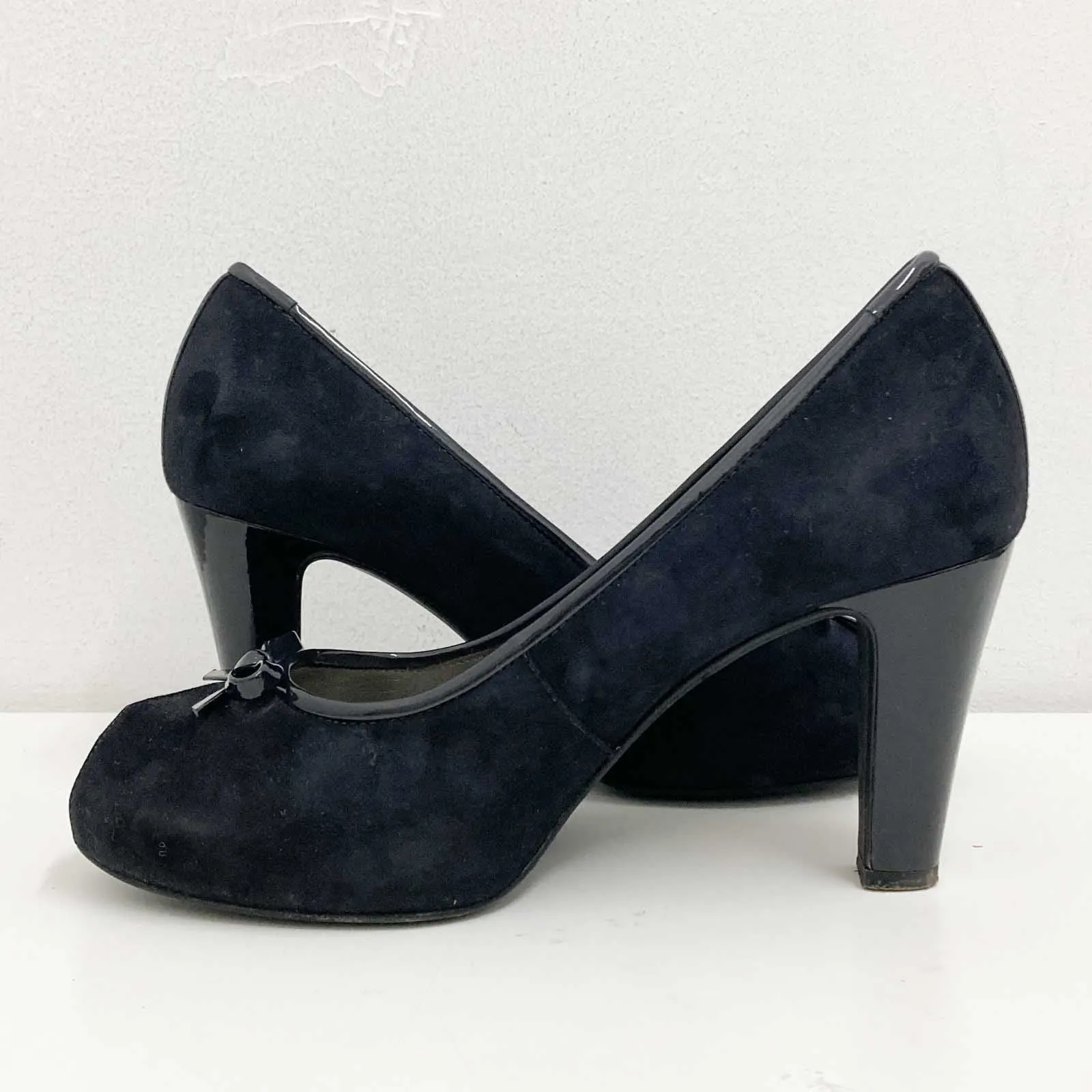 Unisa Shoes Size 39 UK 6 Black Suede Peep Toe Heels