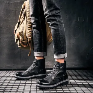 Vintage leather overalls desert boots