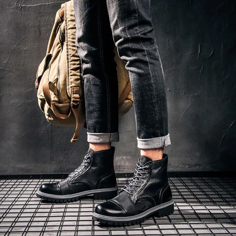 Vintage leather overalls desert boots