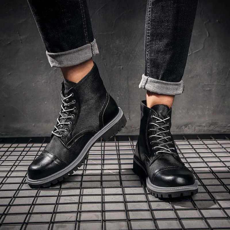 Vintage leather overalls desert boots