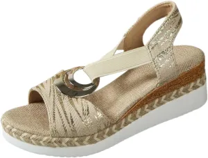 Wedge Sandals for Women 2025 Summer Platform Sandals Fashion Metal Decoration Wedges Open Toe Ankle Strap Sandal Casual Beach Slip On Shoes All Day Comfort