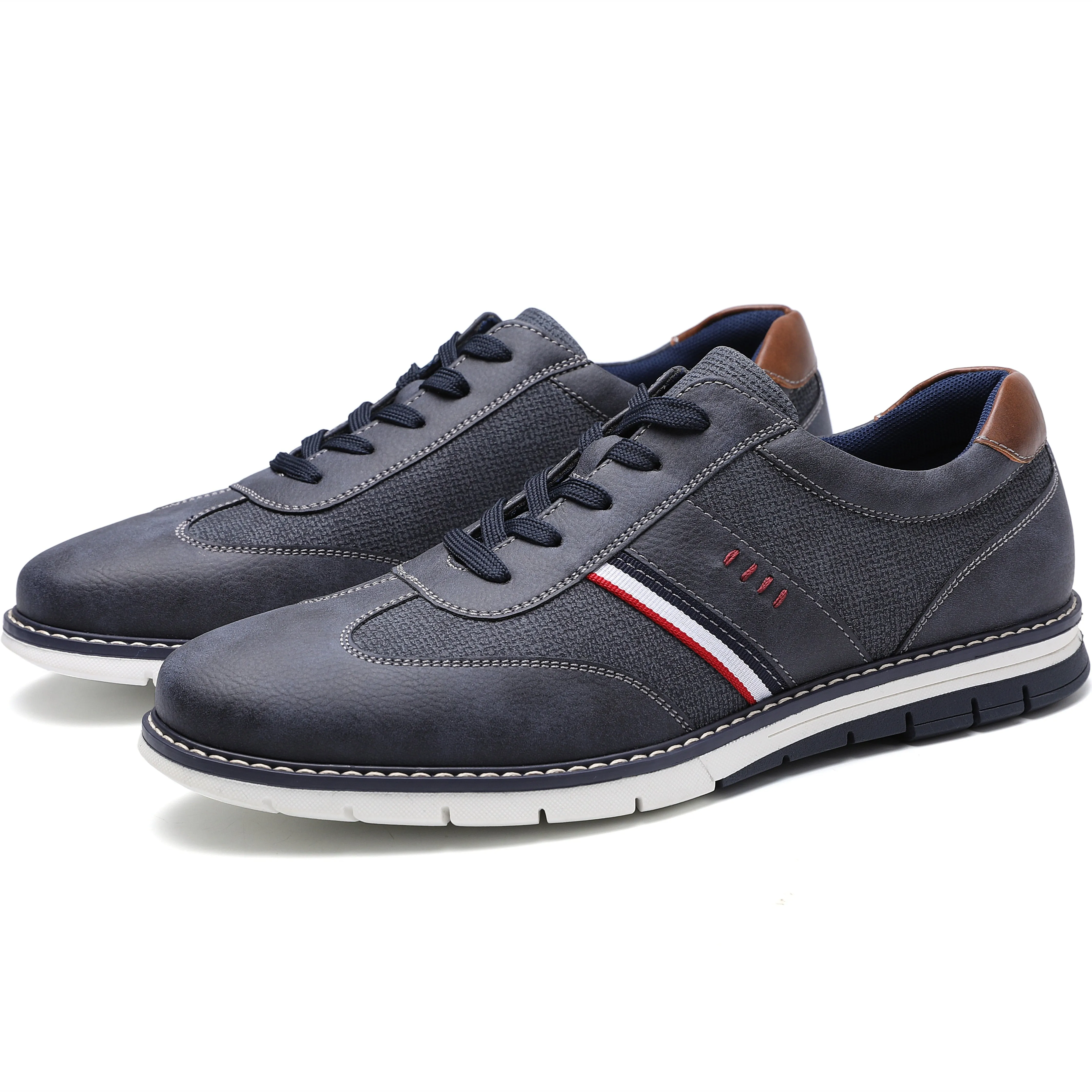 West Louis Designer Leather Casual Lace-Up Sneakers