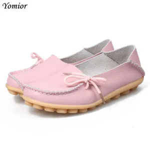 Women Flats Mother Leather Shoes Casual Moccasins Driving Loafers