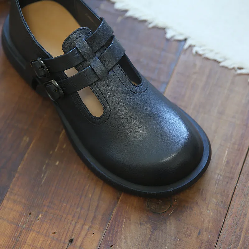 Women Retro Hollow Cowhide Leather Loafers