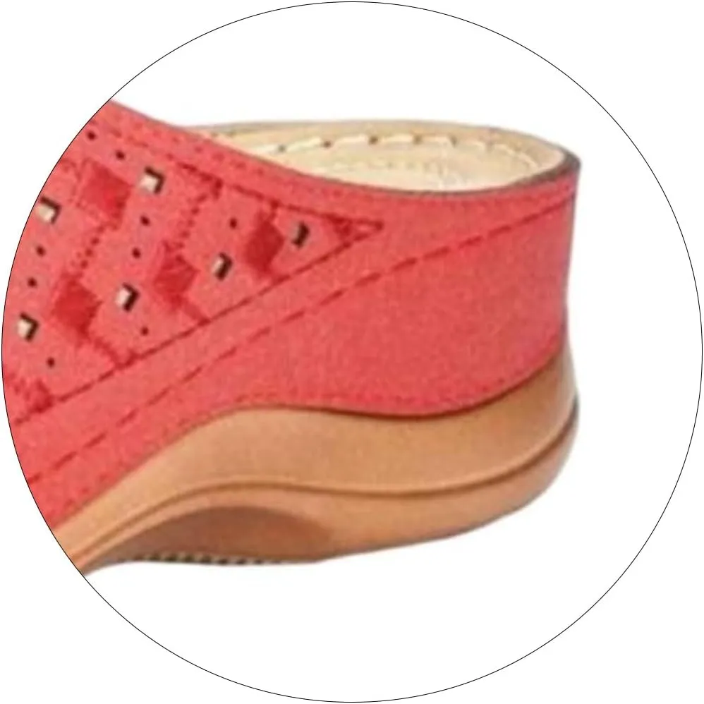 Women Wedge Sandals Summer Dressy Low Heel Sandals Comfortable Soft Leather Slip On Sandal Shoes with Arch Support Available Shoes for Summer Beach Oceanside Holiday Outdoor