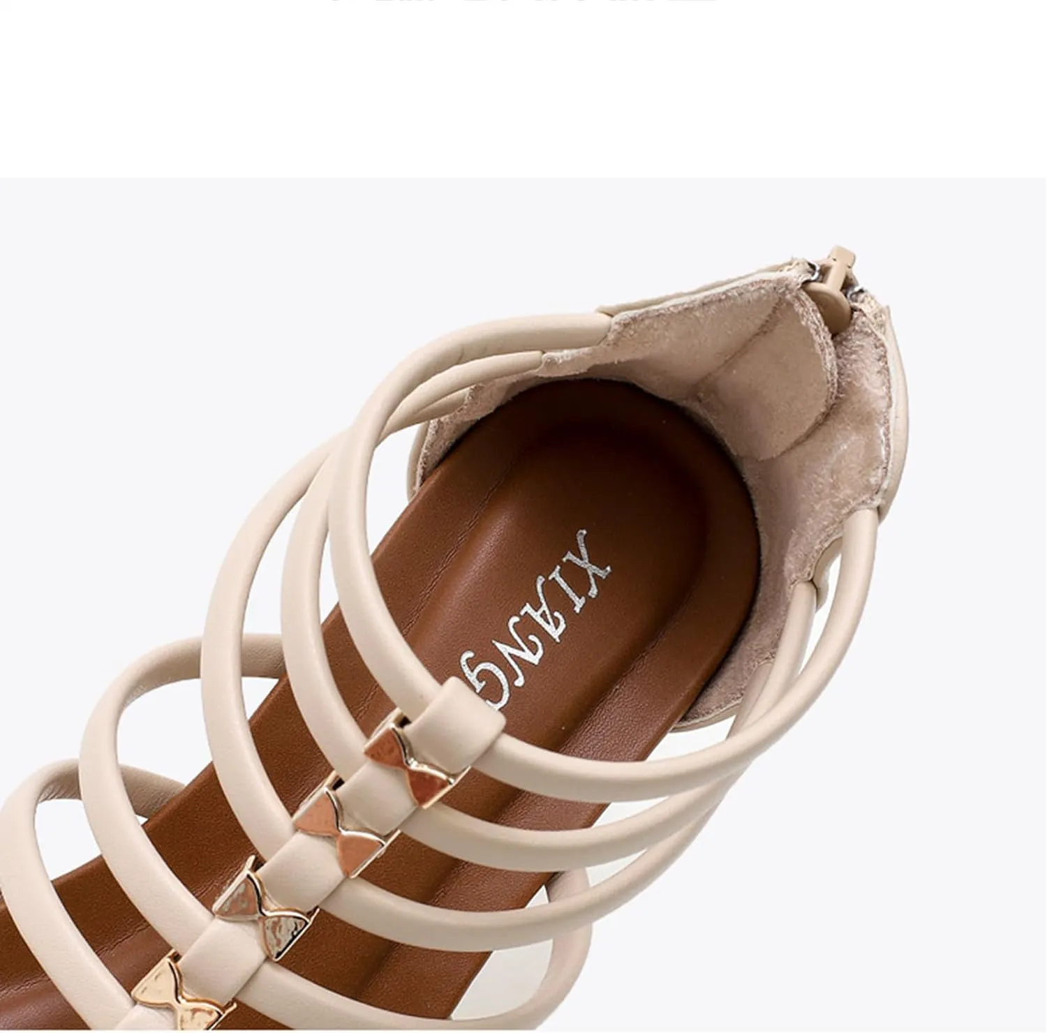 Womens Gladiator Sandals Roman Zipper Strappy Wedge Sandals Open Toe Multi Strap Wedges, Summer Ankle Strap Slip on Flat Wedge Sandal Beach Outdoor Comfortable Walking Shoes