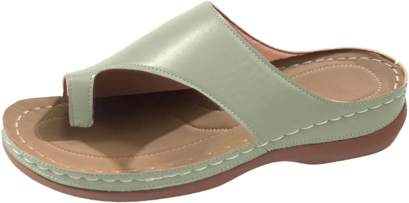 Womens Orthopedic Sandals Comfortable Arch Support Platform Wedge Sandals, Summer Dressy Ring Toe Orthopedic Flip Flop Casual Bunion Breathable Shoes Slip on Walking Slippers
