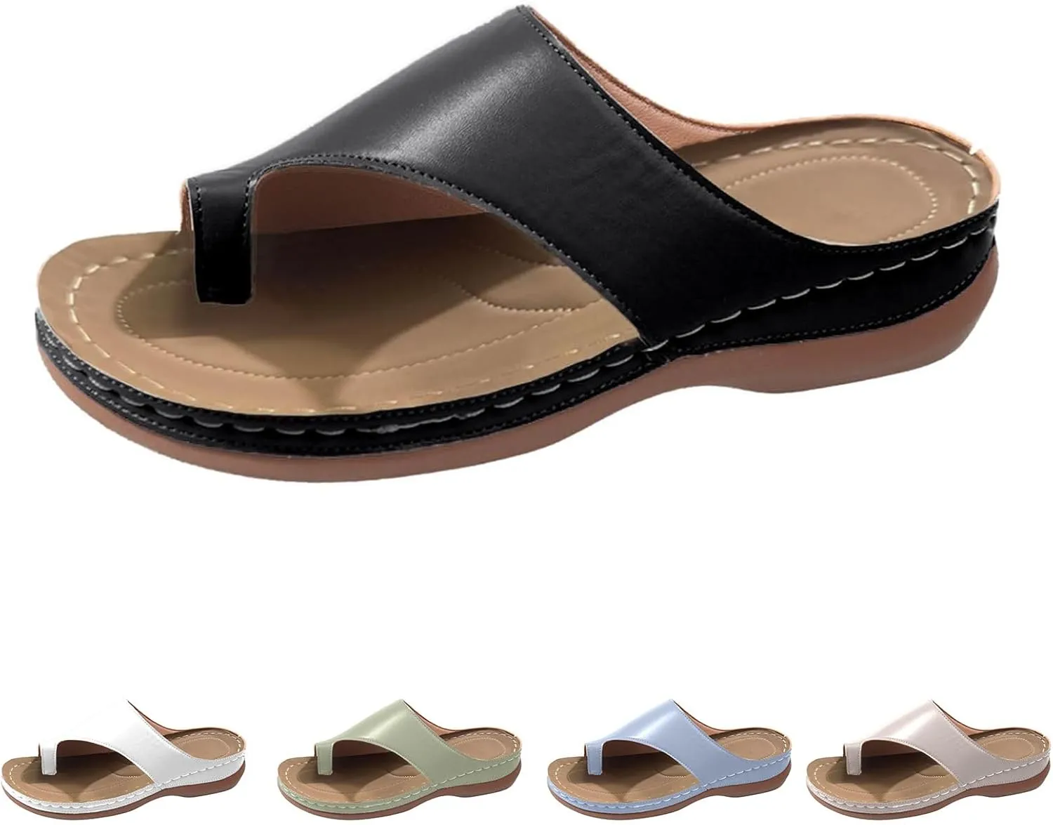 Womens Orthopedic Sandals Comfortable Arch Support Platform Wedge Sandals, Summer Dressy Ring Toe Orthopedic Flip Flop Casual Bunion Breathable Shoes Slip on Walking Slippers